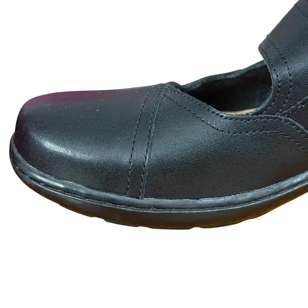 Clarks Collection Cora Dahlia Mary Jane Black Leather Comfort Shoes Loafer 9.5 W